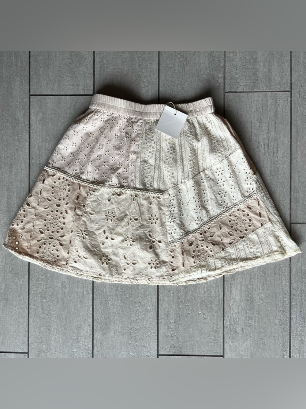 Zara Kids Girl Embroidered Eyelet Skirt Pastel Pink Size 12-13 Broderie Anglaise